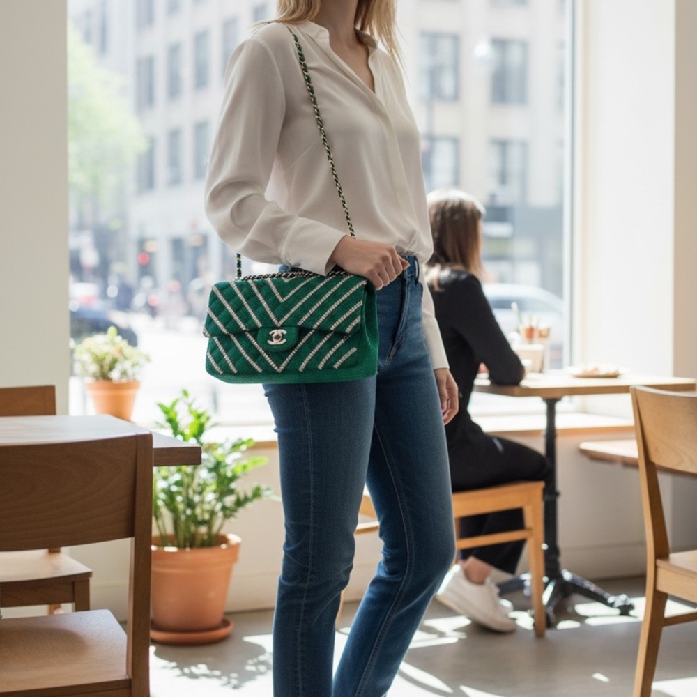 Chanel Emerald Green Flap | Custom | Medium | Rare | Vintage Chanel - Picture 7 of 7
